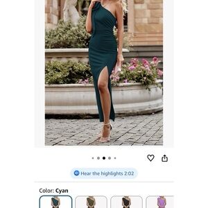 Elegant Teal One-Shoulder Dress
